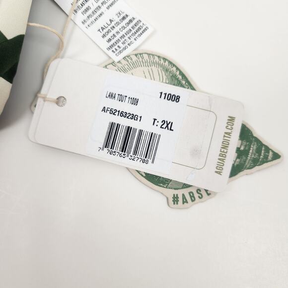 Agua Bendita Lana Bikini Bottom Size 2XL in Green Striped NWT - Picture 4 of 5